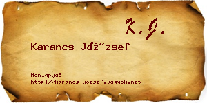 Karancs József névjegykártya